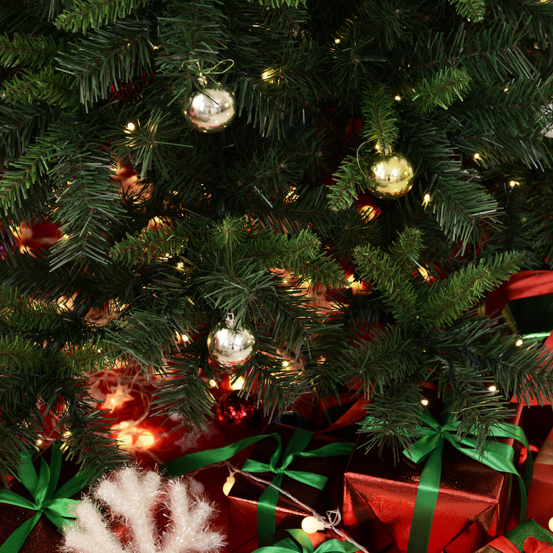 Albero di Natale Artificiale 180 cm 200 LED e Palline Decorative Verde -8