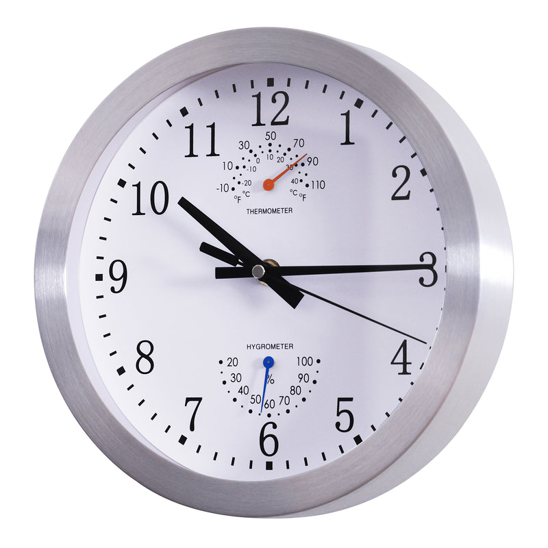 Orologio da Parete Movimento Silenzioso con Termometro e Barometro Argento  Ø24.8x4.2 cm – acquista su Giordano Shop