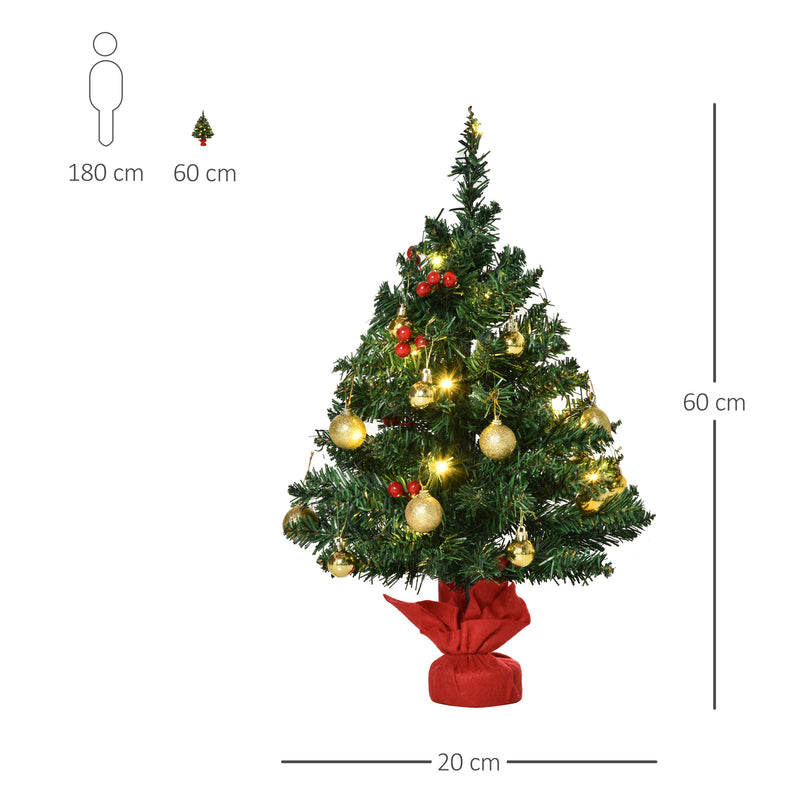 Albero di Natale Artificiale da Tavolo 60 cm 73 Rami 15 LED  Verde-3