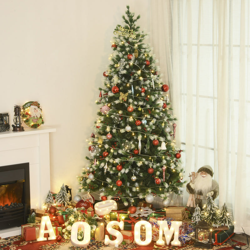 Albero di Natale Artificiale Innevato 180 cm 836 Rami con Bacche Rosse  Pino Verde-2