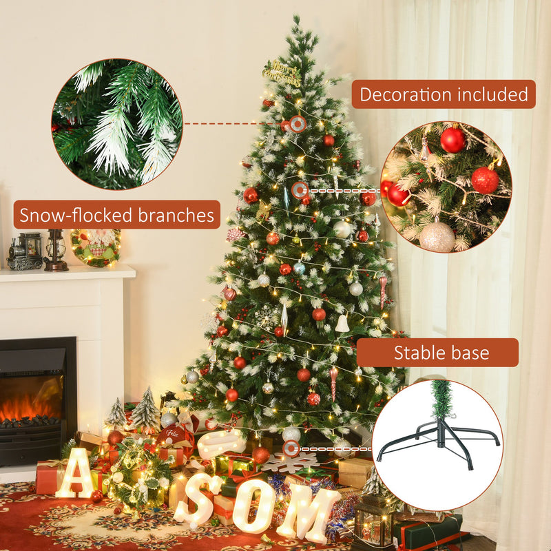 Albero di Natale Artificiale Innevato 180 cm 836 Rami con Bacche Rosse  Pino Verde-5