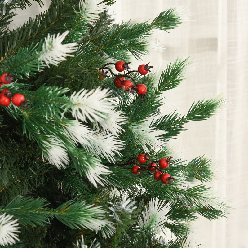 Albero di Natale Artificiale Innevato 210 cm 1172 Rami con Bacche Rosse  Pino Verde-10