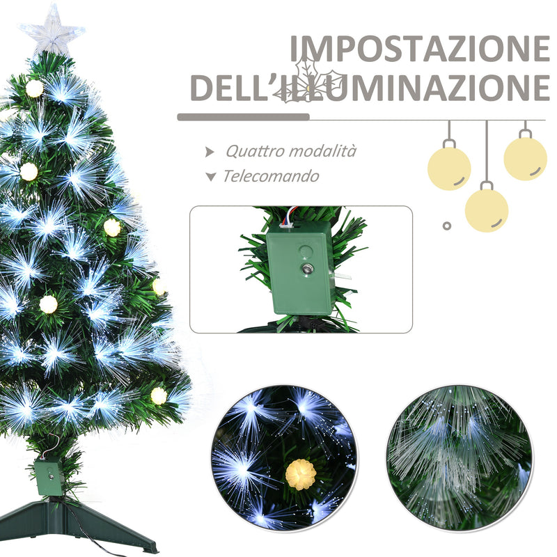 Albero di Natale Artificiale 90 cm 90 Rami con Luce LED Fibre Ottiche  Pino Verde-4