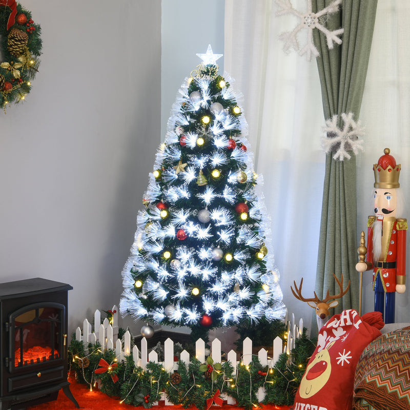 Albero di Natale Artificiale 150 cm 180 Rami con Luce LED Fibre Ottiche  Pino Verde-2