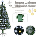 Albero di Natale Artificiale 150 cm 180 Rami con Luce LED Fibre Ottiche  Pino Verde-4