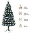 Albero di Natale Artificiale 150 cm 180 Rami con Luce LED Fibre Ottiche  Pino Verde-6