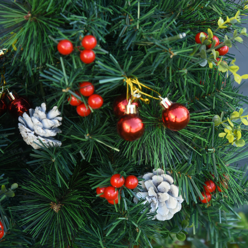 Set 2 Mini Alberi di Natale Artificiali Ø33x75 cm con 24 Luci Pigne e Bacche  Pino Verde-10