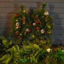Set 2 Mini Alberi di Natale Artificiali Ø33x75 cm con 24 Luci Pigne e Bacche  Pino Verde-2