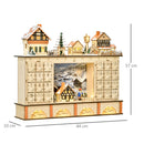 Calendario dell'Avvento  44x10x37 cm 24 Cassetti con Villaggio di Natale e Luci in Legno-3