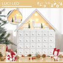 Calendario dell'Avvento  39x9x42 cm 24 Cassetti Villaggio di Natale con Alberi e Luci Bianco-4