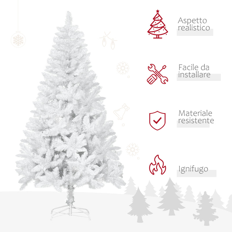 Albero di Natale Artificiale 180 cm 550 Rami in PVC Bianco-4