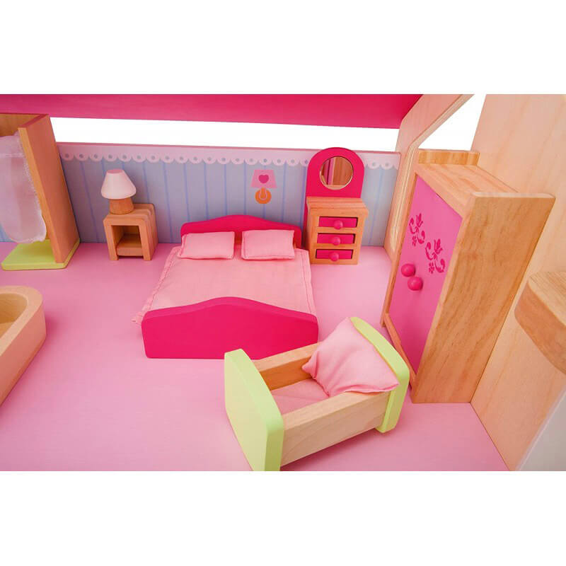 Casa delle Bambole per Bambini a 2 Piani in Legno Trudi Rosa-3