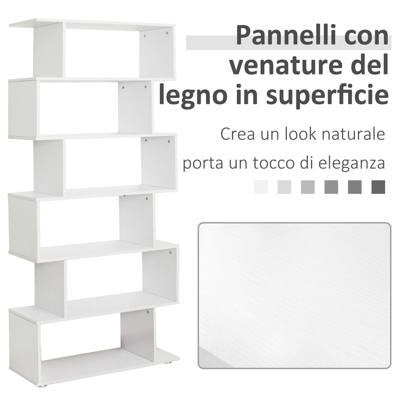 Libreria di Design Mobili Ufficio Scaffale in Legno 80x24x191 cm Bianco -5