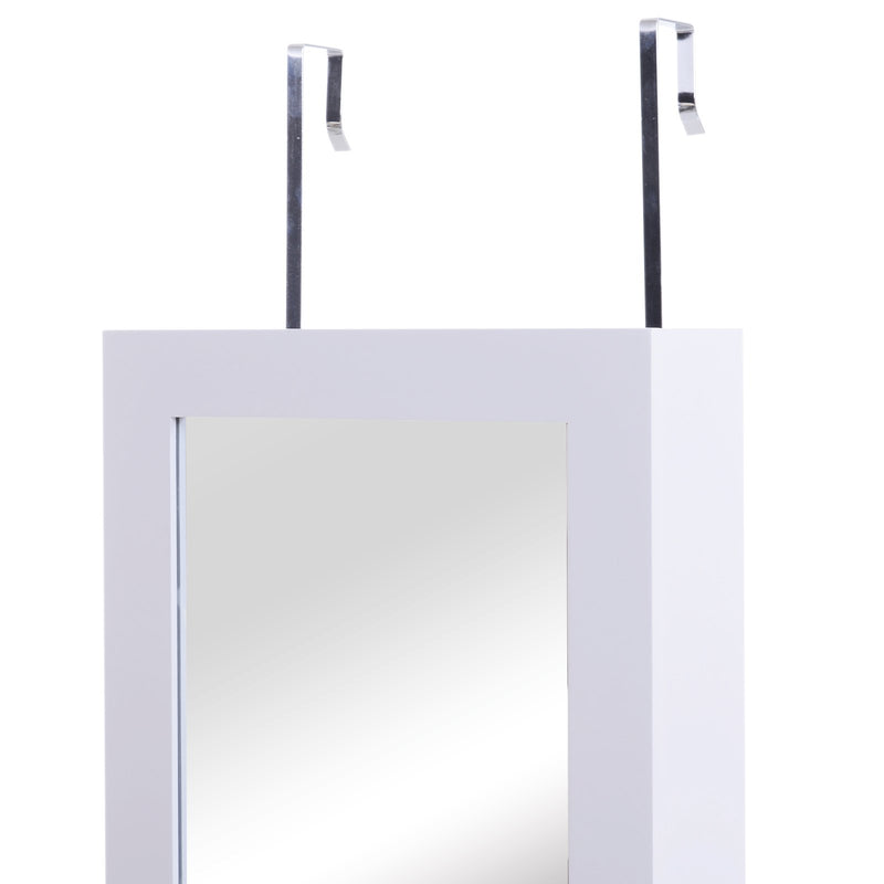Specchio con Vano Portagioie da Parete in Legno Bianco MDF 36x108.5x11.5 cm -4