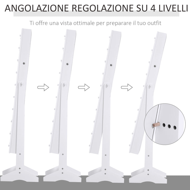 Armadio Portagioie a Specchio con 20 Luci LED Bianco 40x37x146 cm -7