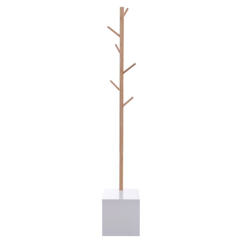 Appendiabiti Scarpiera con 6 Ganci in Bambù Bianco 50x30x180 cm -5