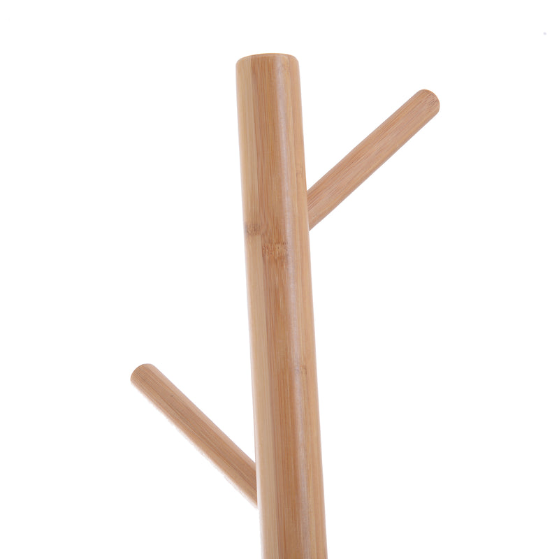 Appendiabiti Scarpiera con 6 Ganci in Bambù Bianco 50x30x180 cm -9