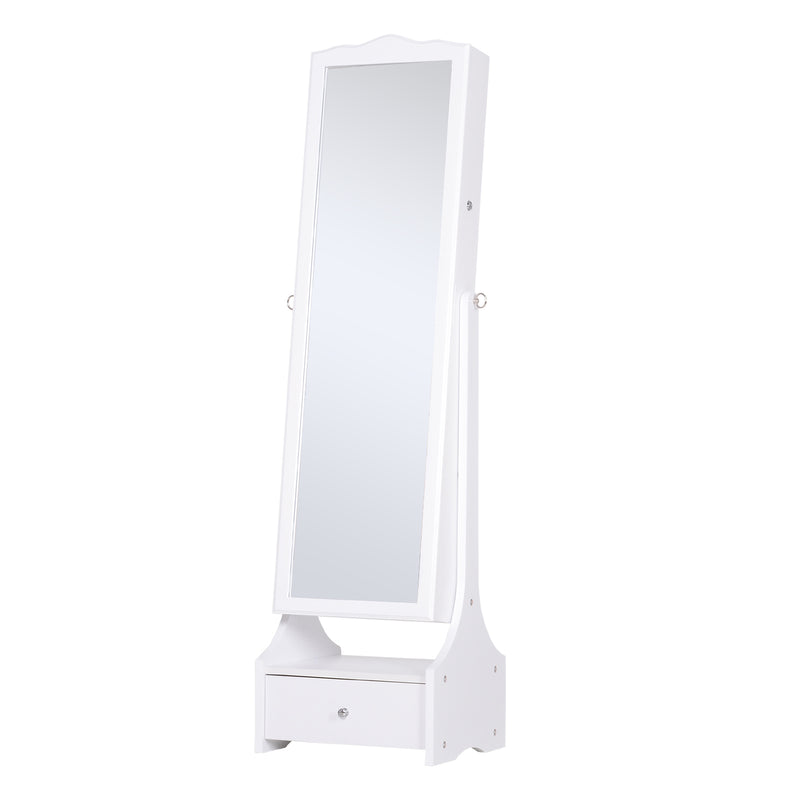 Armadio Portagioie a Specchio con Luci LED 45x36x150 cm  Bianco-1