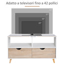 Mobile TV 2 Cassetti 2 Ripiani 99x39x58 cm in Legno  Bianco-6