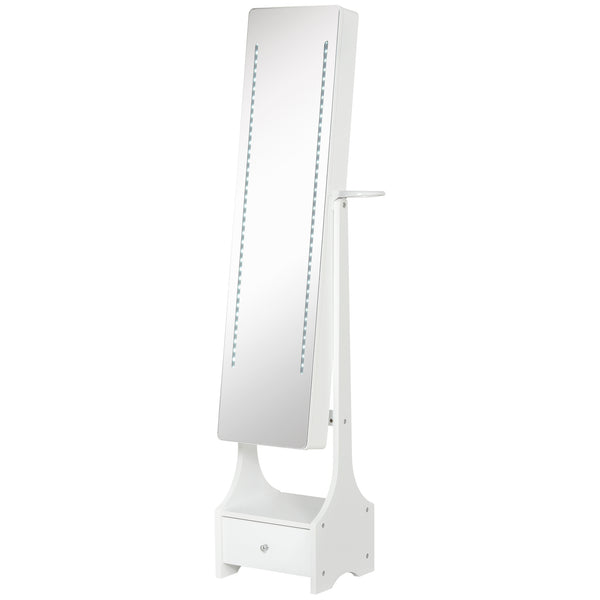 prezzo Armadio Portagioie a Specchio con Luci LED 37x30x158 cm in MDF  Bianco