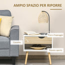 Set 2 Comodini con Cassetto e Mensola in Legno 50x39x51cm Bianco e Rovere-6