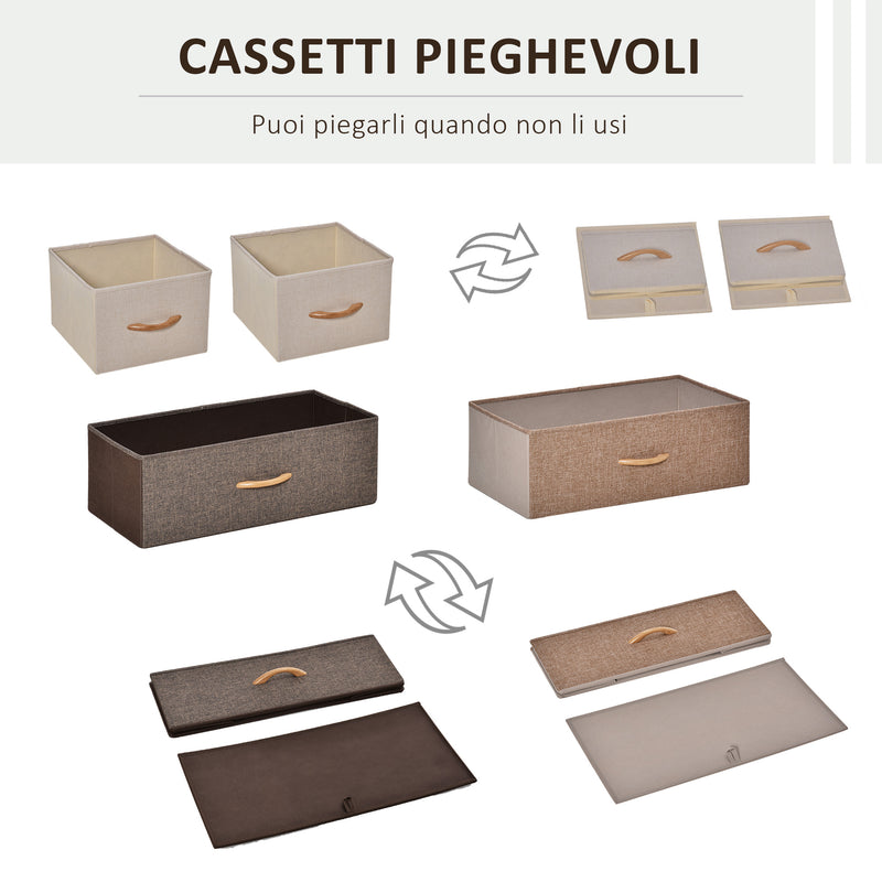 Cassettiera 4 Cassetti in Tessuto 58x29x78,5 cm Ripiano Rigido in Legno-5