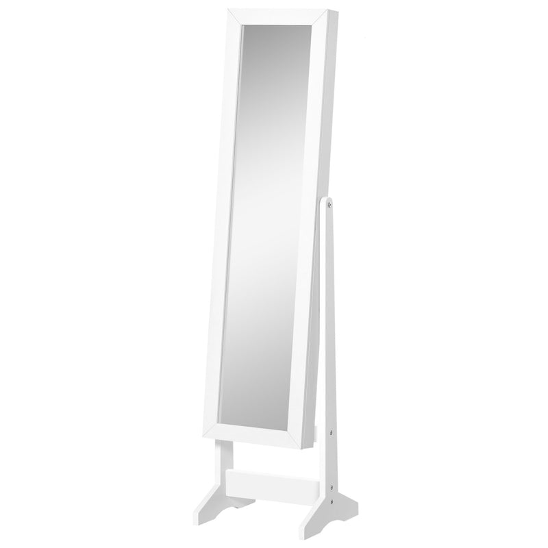 Armadio Portagioie a Specchio 35,5x30x142,5 cm Inclinazione Regolabile Bianco-1