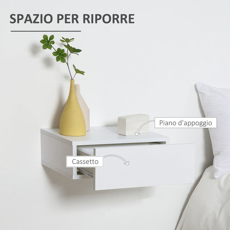 Set 2 Comodini Sospesi 40x30x15 cm Design Moderno Bianco-5