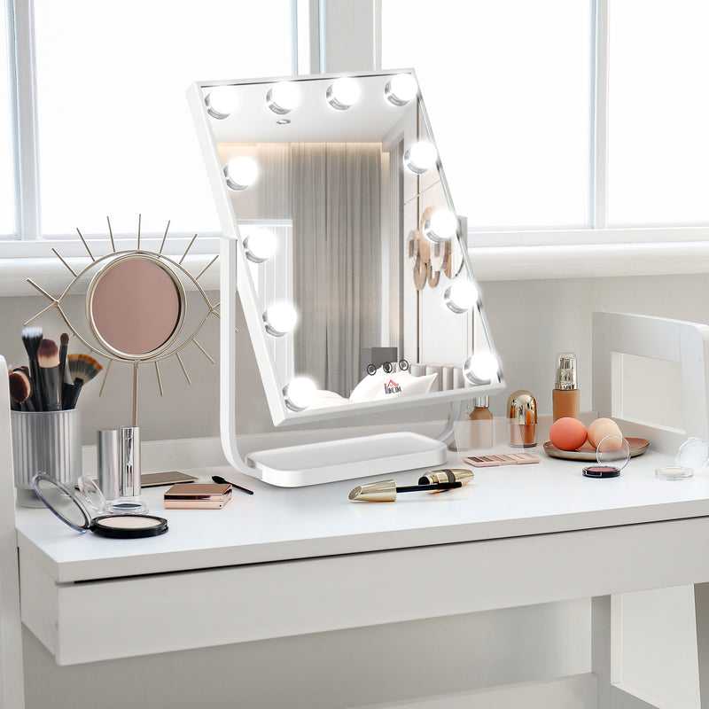 Specchio da Tavolo con LED 32,8x11x47,4 cm per Trucco Make up