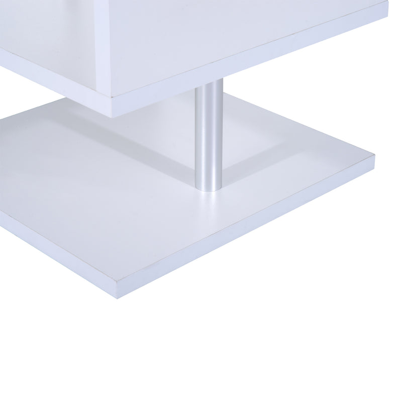 Tavolino Basso da Salotto in Legno Bianco 50x50x50 cm -9