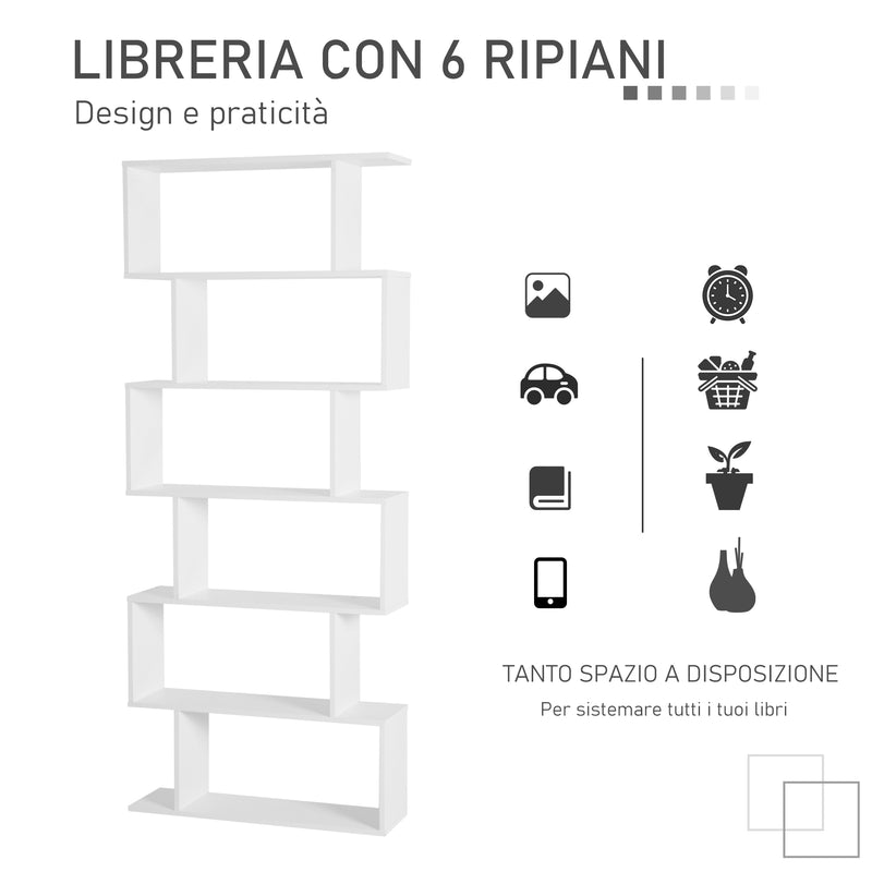 Libreria di Design Moderno Scaffale Bianco 80x23x192 cm -4