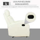 Poltrona Relax Reclinabile Ergonomica in Similpelle 65x92x100 cm Crema -5