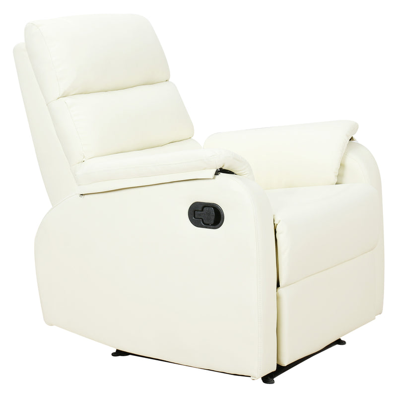 Poltrona Relax Reclinabile Manuale in Similpelle Crema -1