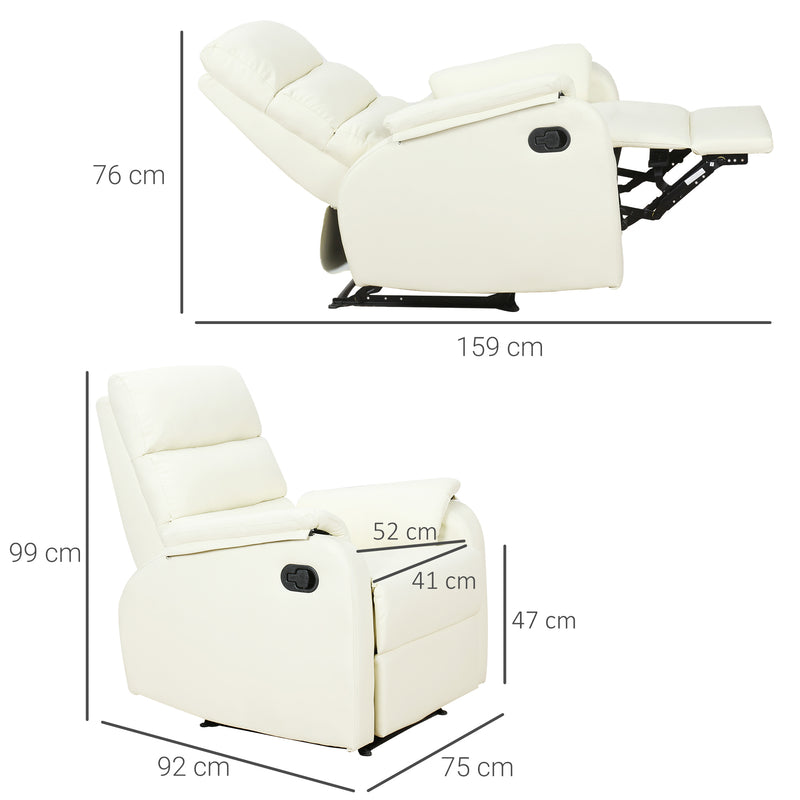 Poltrona Relax Reclinabile Manuale in Similpelle Crema -3