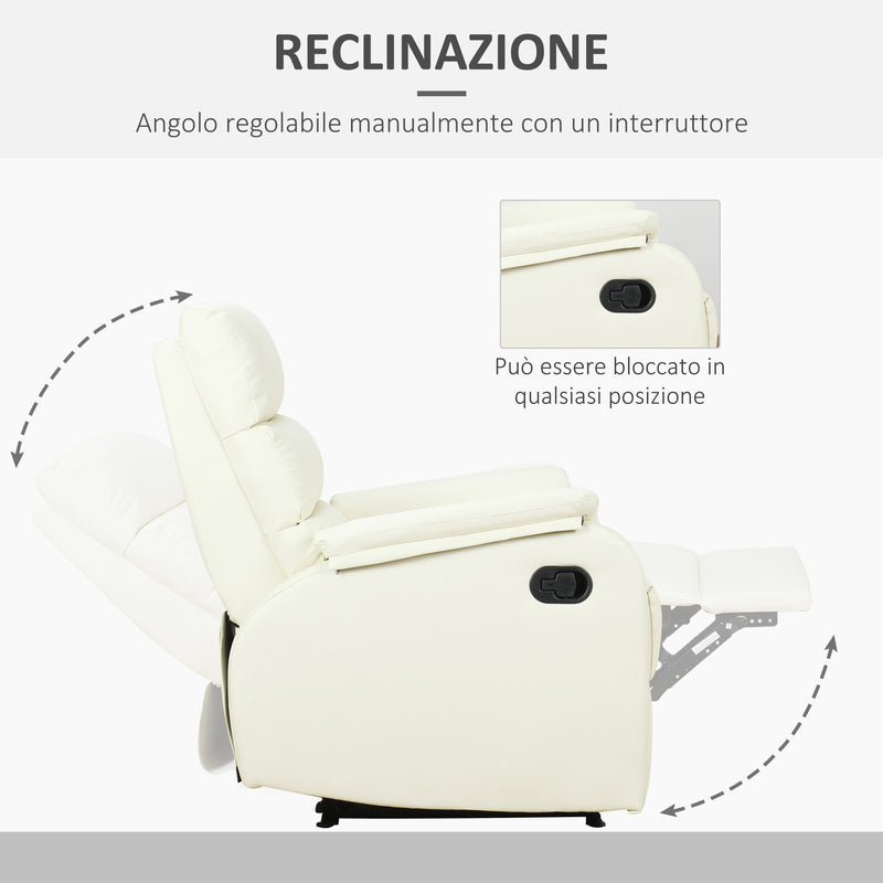 Poltrona Relax Reclinabile Manuale in Similpelle Crema -6
