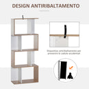 Libreria di Design Moderno 4 ripiani Legno Naturale e Bianco 60x24x148 cm -5