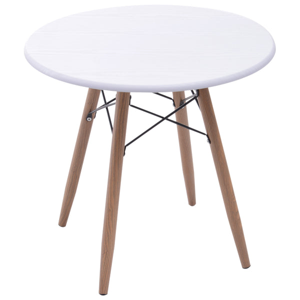 sconto Tavolino da Caffè Rotondo in Legno e Metallo Bianco Ø60x55 cm