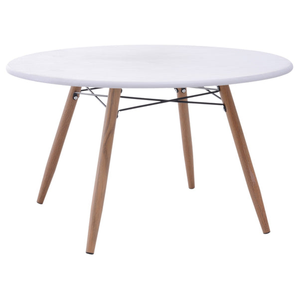 online Tavolino da Caffè Rotondo in Legno e Metallo Bianco Ø80x45 cm