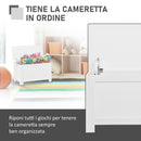 Baule Cassapanca Pouf Contenitore  81x40x46 cm in Legno e MDF Bianco-6