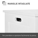Baule Cassapanca Pouf Contenitore  81x40x46 cm in Legno e MDF Bianco-7