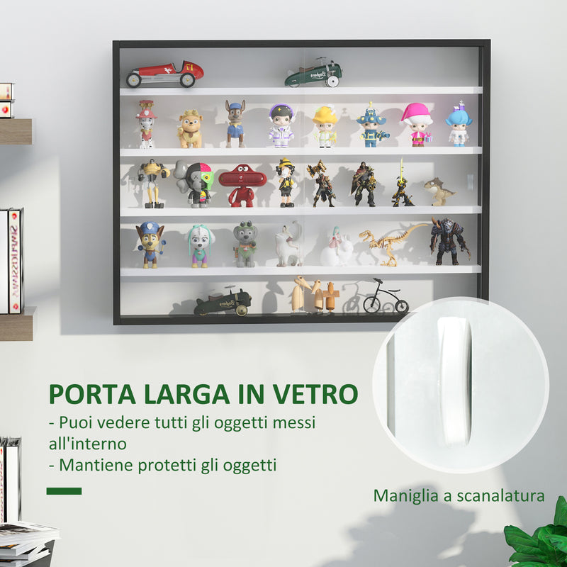 Pensile Bacheca Portaoggetti 80x9,5x60 cm con Ante Scorrevoli in Vetro Nera  e Bianca – acquista su Giordano Shop