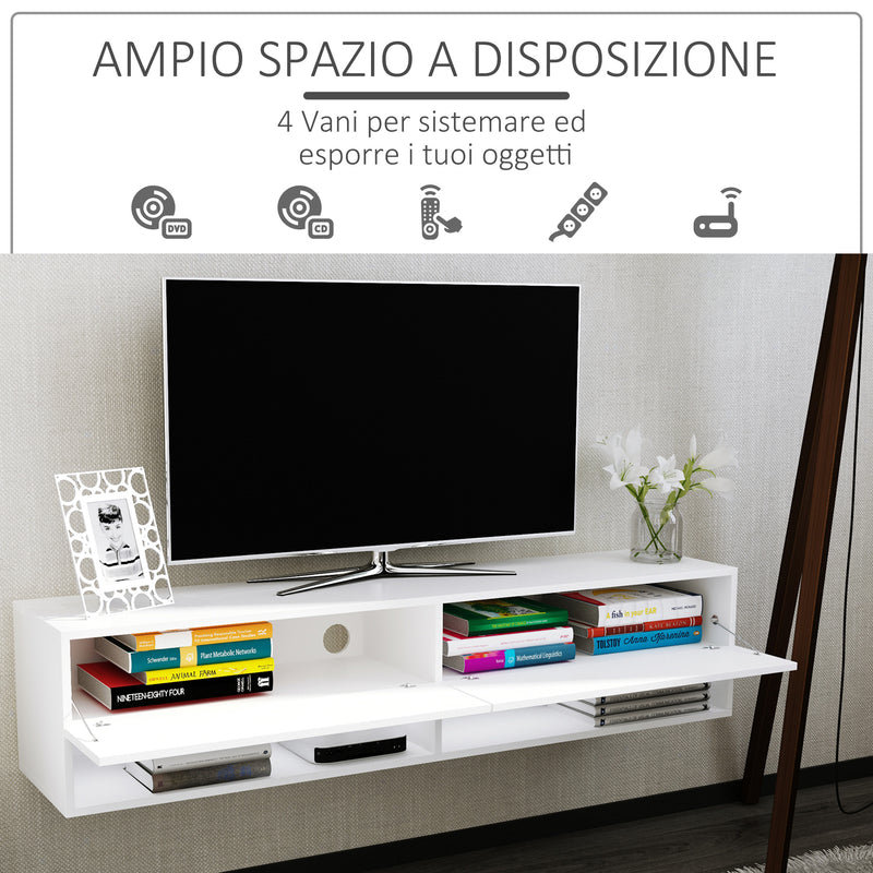 Mobile TV Sospeso 140x32x31 cm in Legno Truciolare Grigio-6