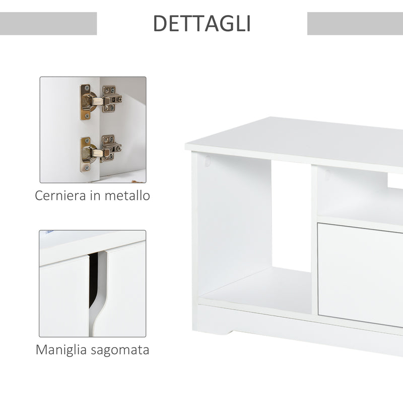 Mobile Porta TV fino a 42" 120x30x41 cm con Armadietto e Ripiani in Legno Bianco-5