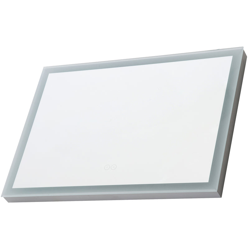Specchio con Lampada Led e Antiappannamento in Alluminio Cromato Argento 80x60 cm -6