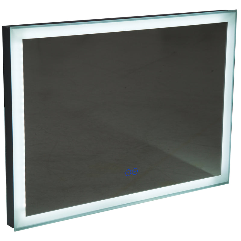 Specchio con Lampada Led e Antiappannamento in Alluminio Cromato Argento 80x60 cm -7