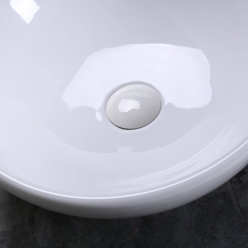 Lavabo da Appoggio in Ceramica Smaltato Design Moderno Bianco 42x42x14 cm -5