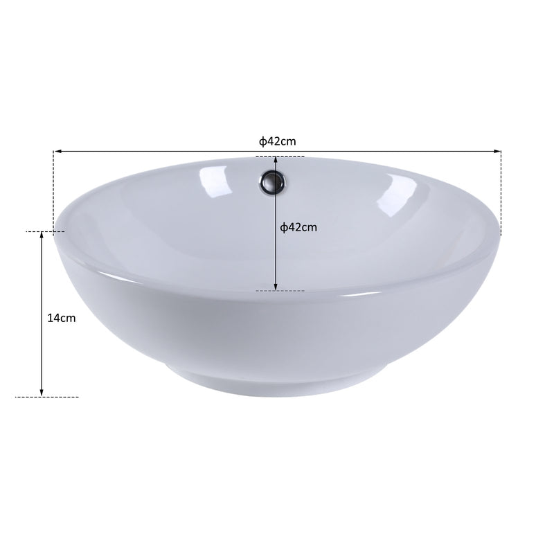 Lavabo da Appoggio in Ceramica Smaltato Design Moderno Bianco 42x42x14 cm -7