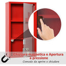 Armadietto per Medicinali 25x12x48 cm 3 Ripiani in Acciaio e Vetro  Rosso-5