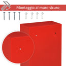 Armadietto per Medicinali 25x12x48 cm 3 Ripiani in Acciaio e Vetro  Rosso-7