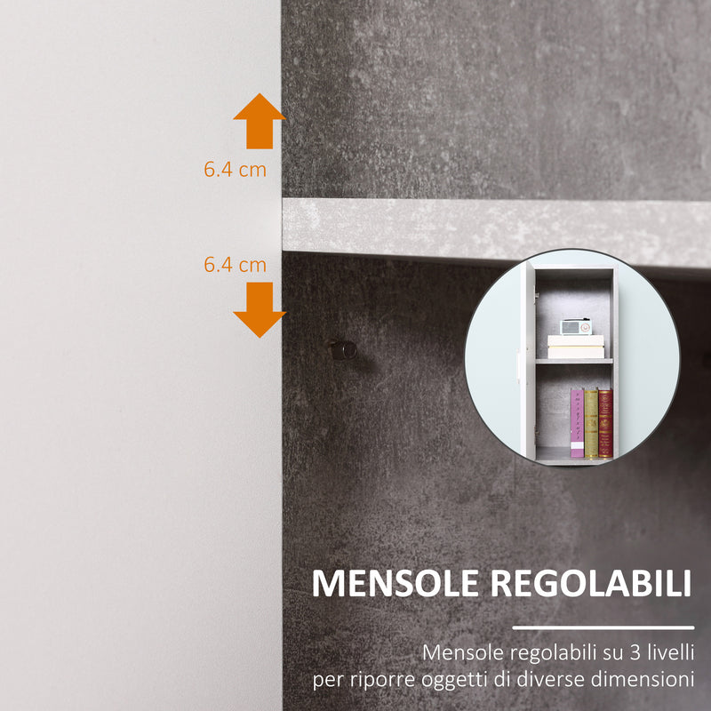 Mobile a Colonna per Bagno 30x30x180 cm in Legno Effetto Cemento Grigio-5